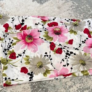 Floral Print Infinity Scarf with Pink and Red Flowers